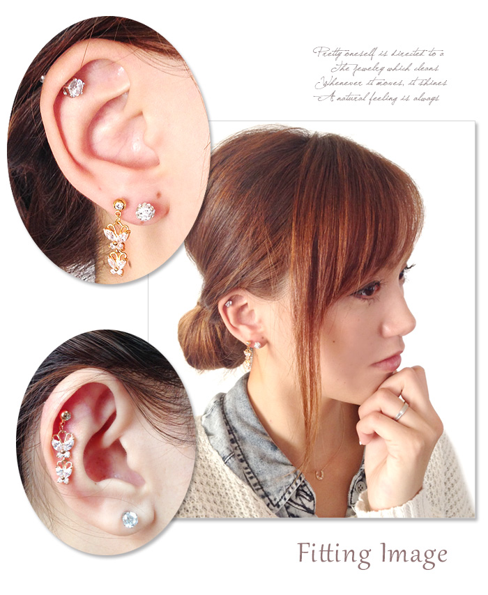 16g 連れて歩きたくなる可愛さ 上品 華やか2連キュービックバタフライ軟骨ピアスボディピアス 0594 16g 連れて歩きたくなる可愛さ 上品 華やか2連キュービックバタフライ軟骨ピアスボディピアス 0594