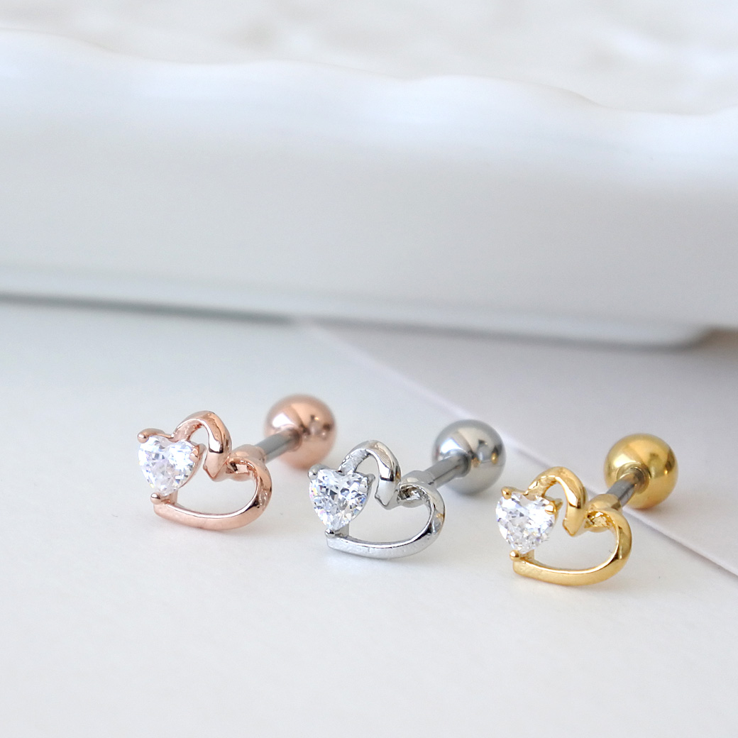 Jeweled Ivy Hexagon Stud : (Black CZ)｜ジュエルド・アイビー
