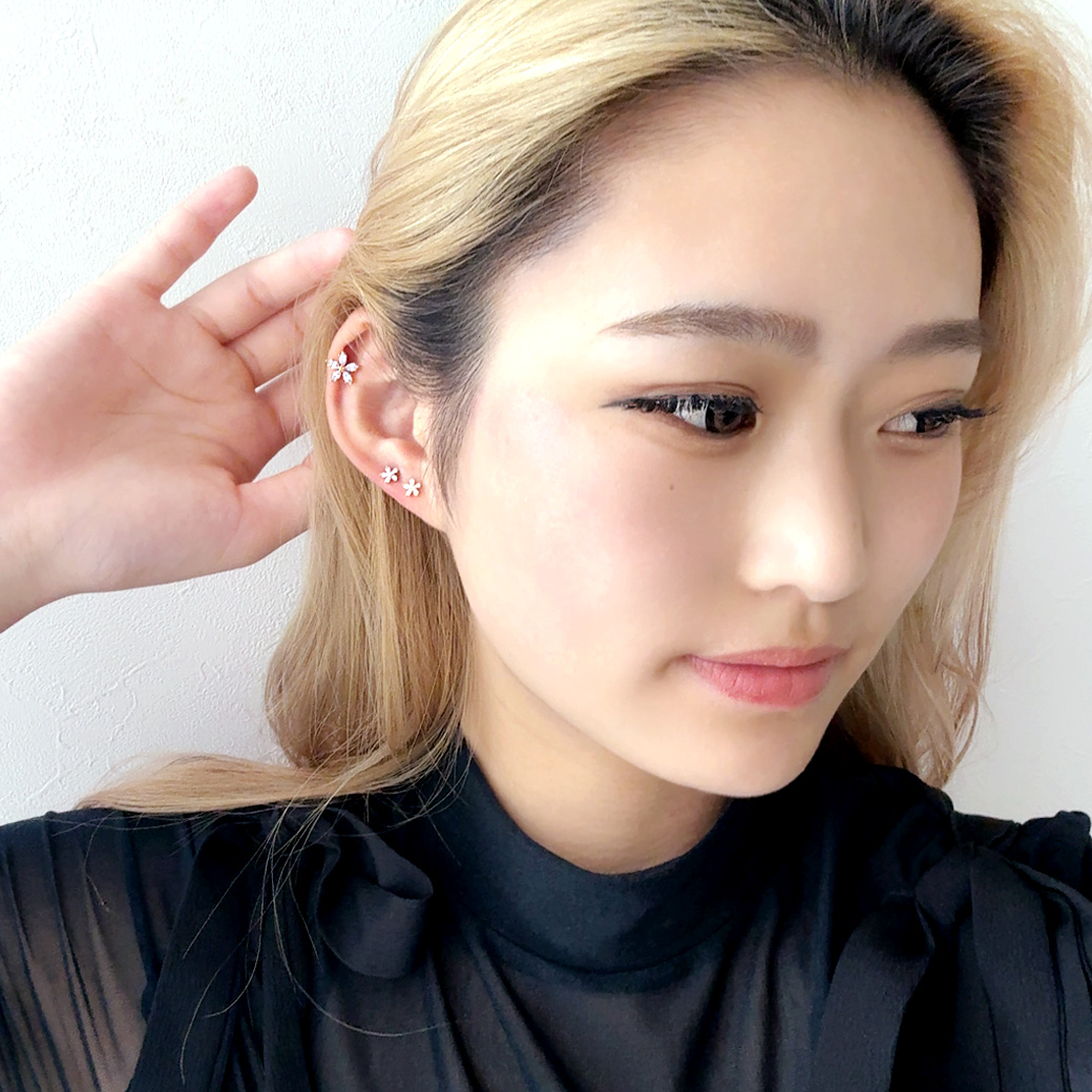 16G ］重ね付けもお任せ♪愛らしいちびちび フラワー ジュエル