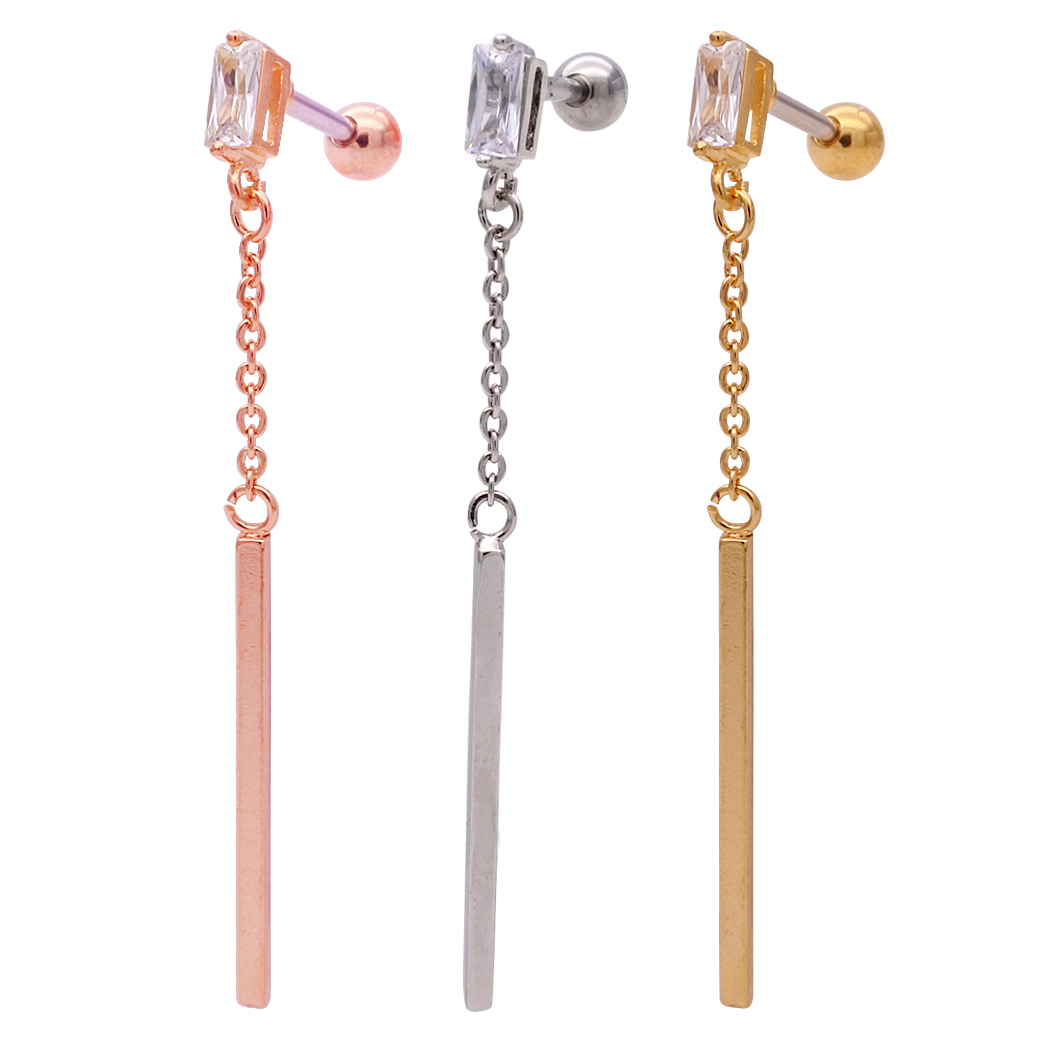 16G］ゆらゆら♪ビジュー×スティックロングピアス。技ありフォルムで1