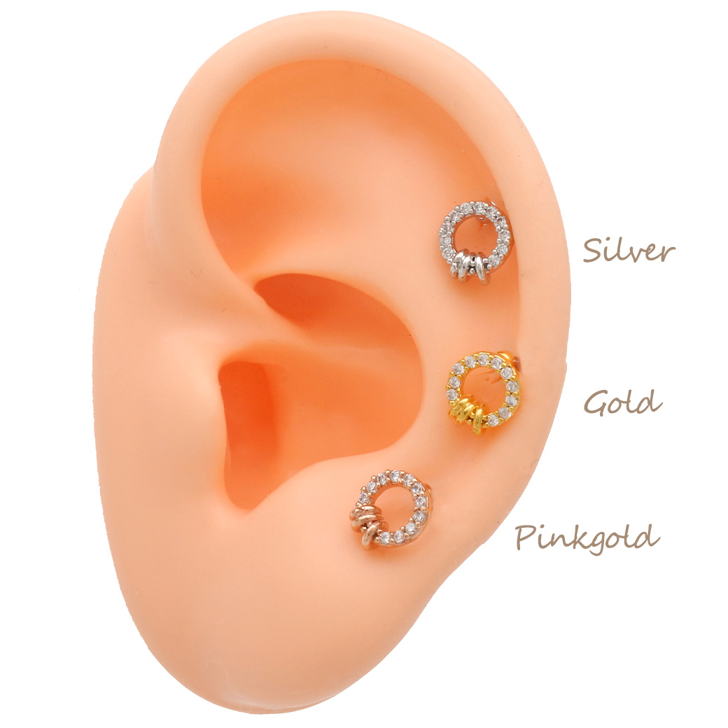 14G 16G ］繊細に輝くキュービックをあしらったサークル デザイン