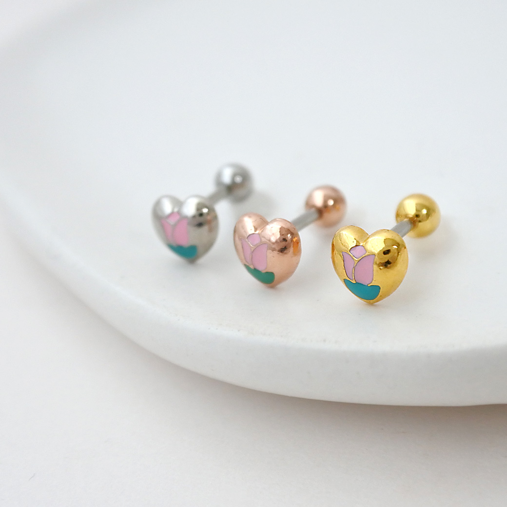 ぷっくりハートタグ♡  No.414 14G 16G ］レトロ感が可愛すぎるコーデの遊び心に♪ぷっくりハート