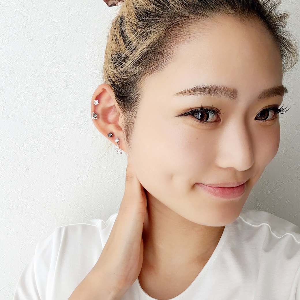 14G 16G ］横から見ても可愛い立体感☆キュービックジルコニア スター